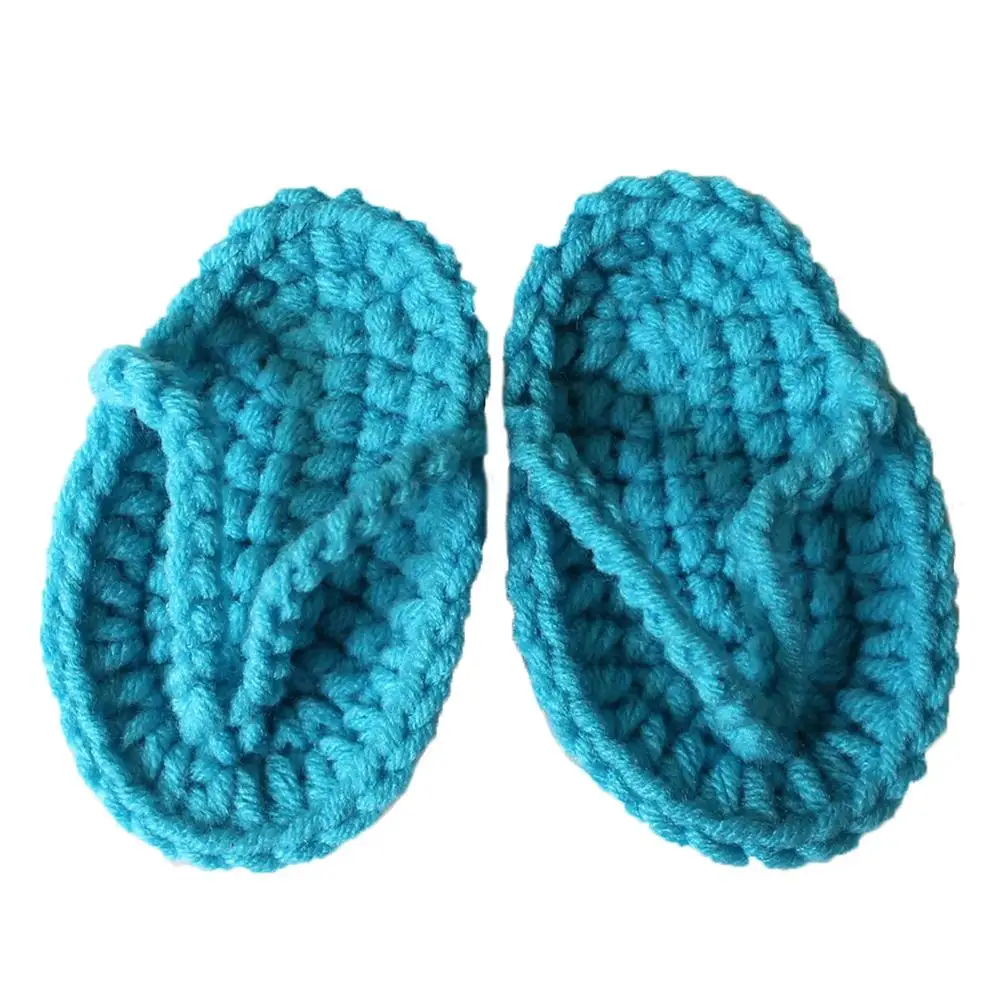 Newborn Baby Solid Color Mini Crochet Flip-Flops Infant Slippers Photo Props Cute Infant Photo Shooting Decoration Accessory