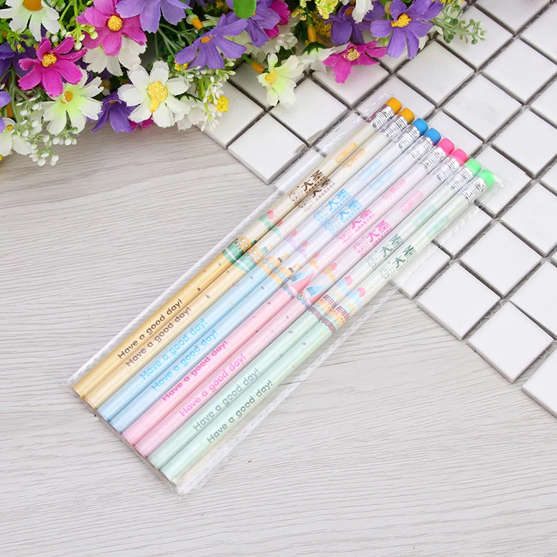 8Pcs/Set Cute Kawaii Cartoon Pencil HB Sketch Items Drawing Stationery Student School Office Supplies for Kids Gift