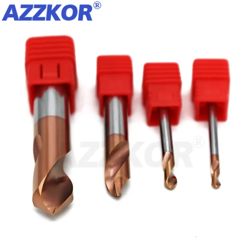Dao Phay Hợp Kim Phủ Thép Vonfram Công Cụ Nhôm CNC Maching 1 Lưỡi Dao HRC65 Điểm Khoan Đầu Vát Cạnh Dao Phay