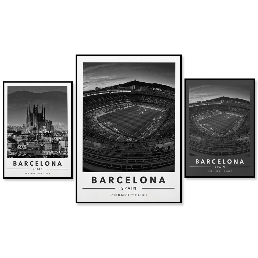 Barcelona City and Coordinates Print, Barcelona Art Print, Barcelona WallArt, Barcelona Travel Print,  Home Decor