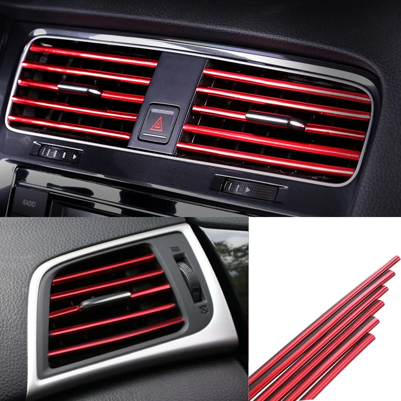 

U Shape Car Interior Air Vent Grille Outlet Blade Decoration Strip Universal Chrome Moulding Bright Trim Interior Filler Line