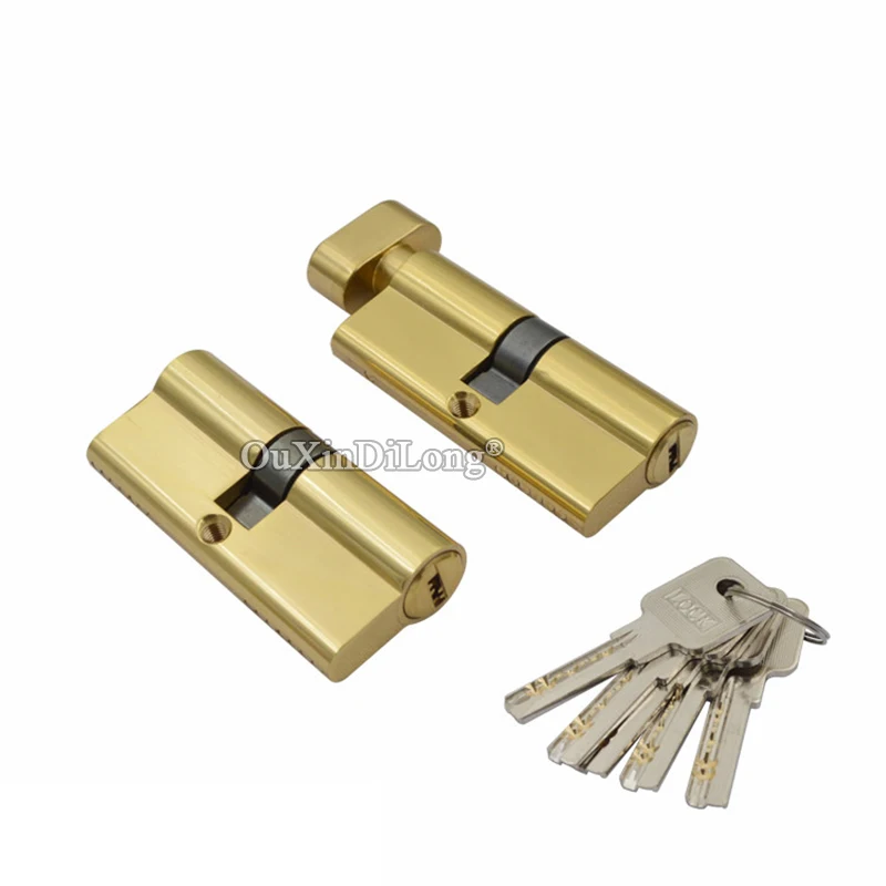 10PCS Gold Solid Brass Mortise Door Lock Cylinder Security Anti-theft Interior Door Lock Core Lock Gall Repair Parts+Key 60~90mm