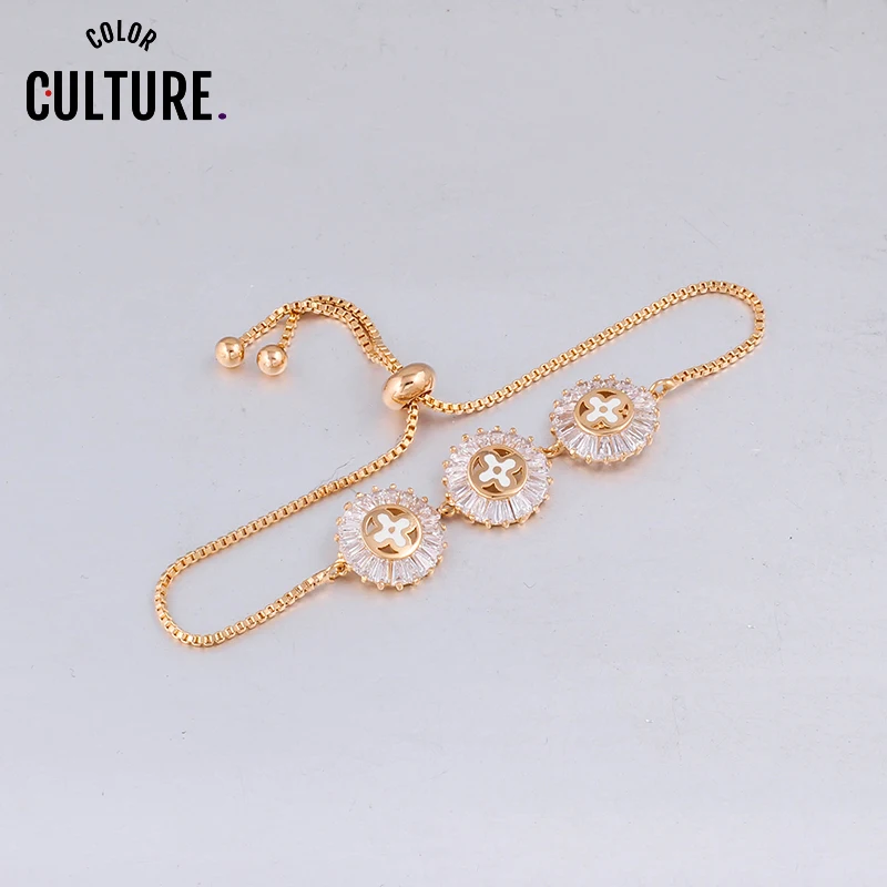 

Luxury Women Exclusive Designer Cubic zirconia Chain link Bracelet Gold Charms Bracelet Handmade Jewelry