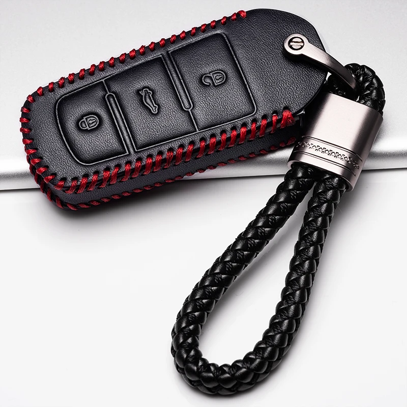 Leather Car Key Cover Case For Volkswagen VW CC Passat B6 B7 Passat 3C CC Maogotan R36B5B7L Auto Key Cover Car Styling