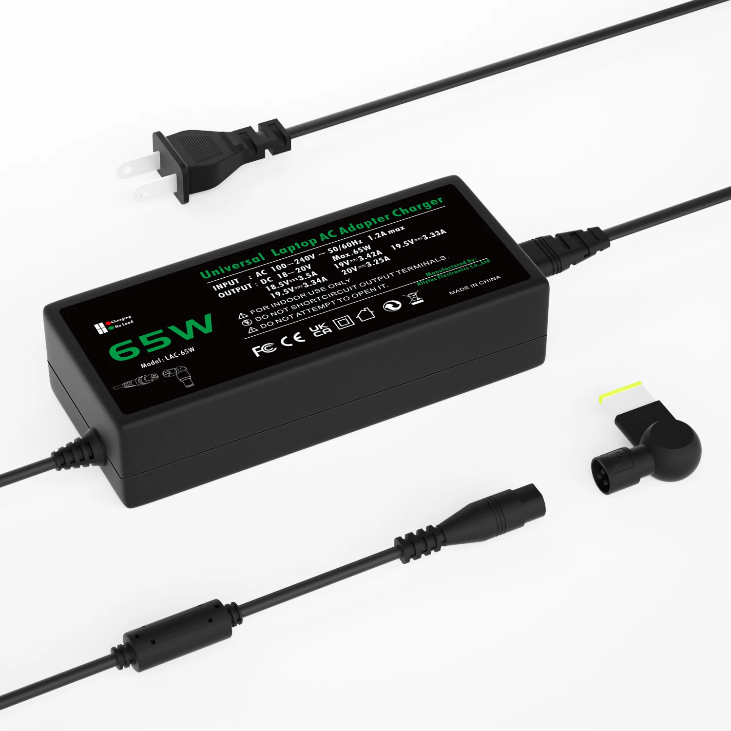 65W Universal AC Power Adapter ชาร์จแล็ปท็อปโน้ตบุ๊คแล็ปท็อปแหล่งจ่ายไฟ EU/US/UK สาย