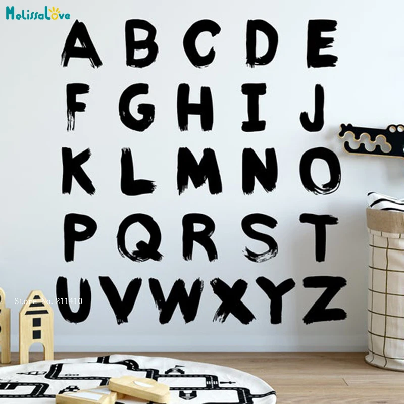 ABC Alphabet Wall Decals Nursery Room Learning Nursery Decor Kids Play Room Letters Stickers Self-adhesive Murals YT2885