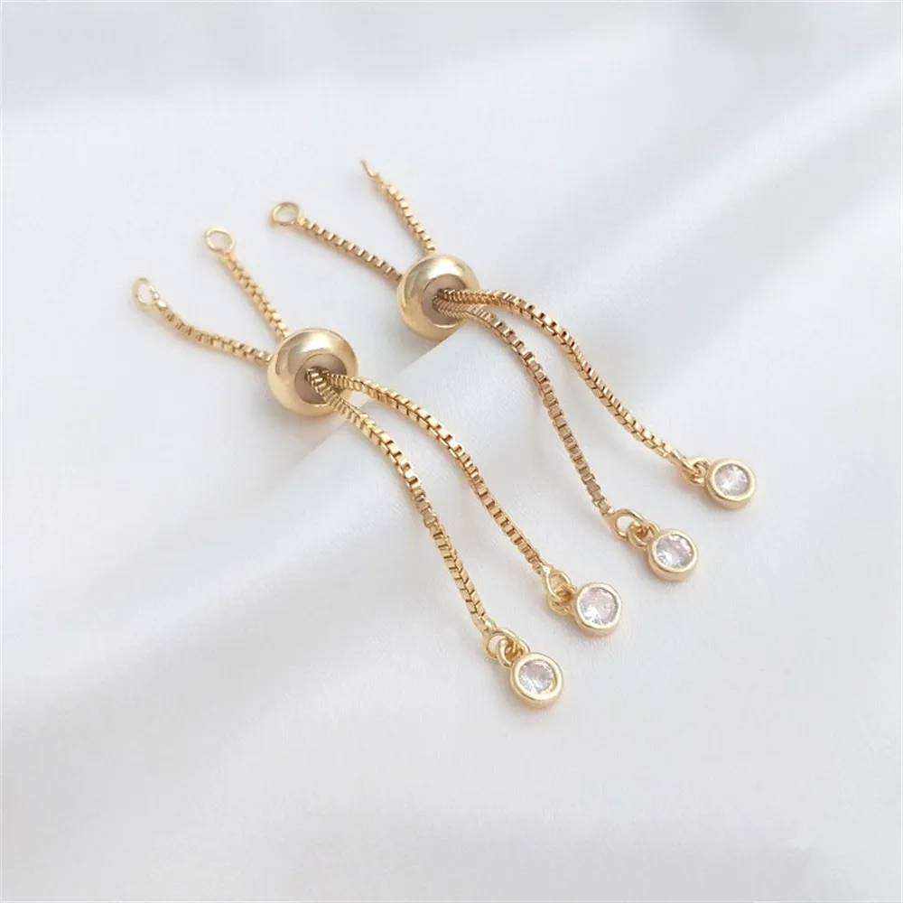 Cuentas de gel de sílice chapadas en oro de 14K, cadena de extensión ajustable, colgante corto de circón, pulsera DIY, cadena de extensión de joyería