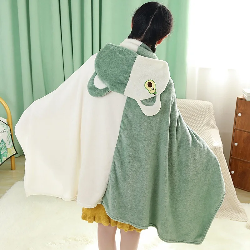 160cm Cute Elk&Cat&Bear&Rabbit Plush Cape Lazy Blanket Soft Cartoon Fruit Avocado Stuffed Cloak Doll Cosplay Air Blanket Gift