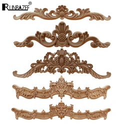 RUNBAZEF European Wood Carving Home Wholesale Multi-specification Door Cabinets Wood Applique Decoration Long Decals Natural