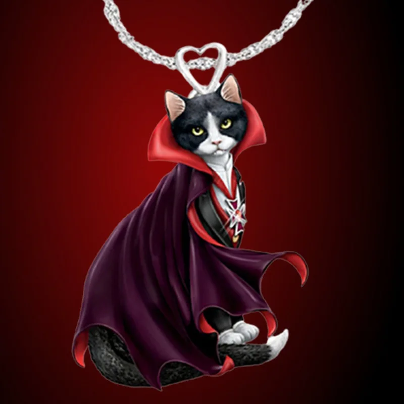 2024 Men's Woman's Necklace Gold Jeweler Gothic Black Cat Love Necklace Pendant With Magic Cloak Korean Fashion Collar Joyero