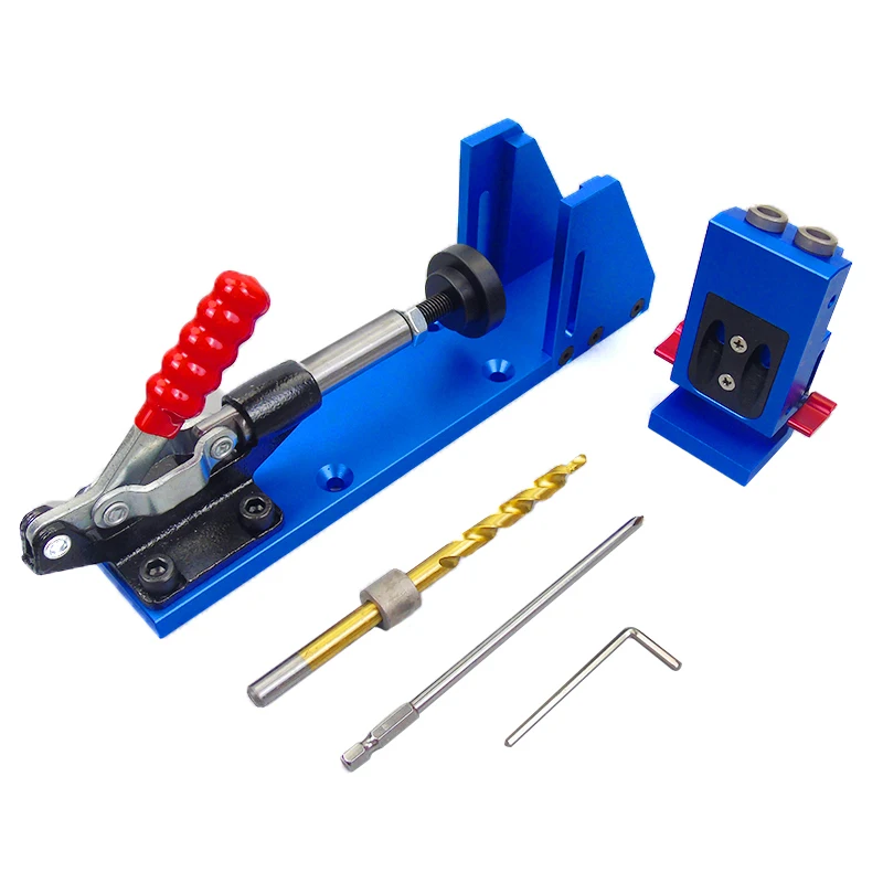 Woodworking Tool Pocket Hole Jig Woodwork Guide Repair Carpenter Kit System With Toggle Clamp and Step Drilling Bit CP527