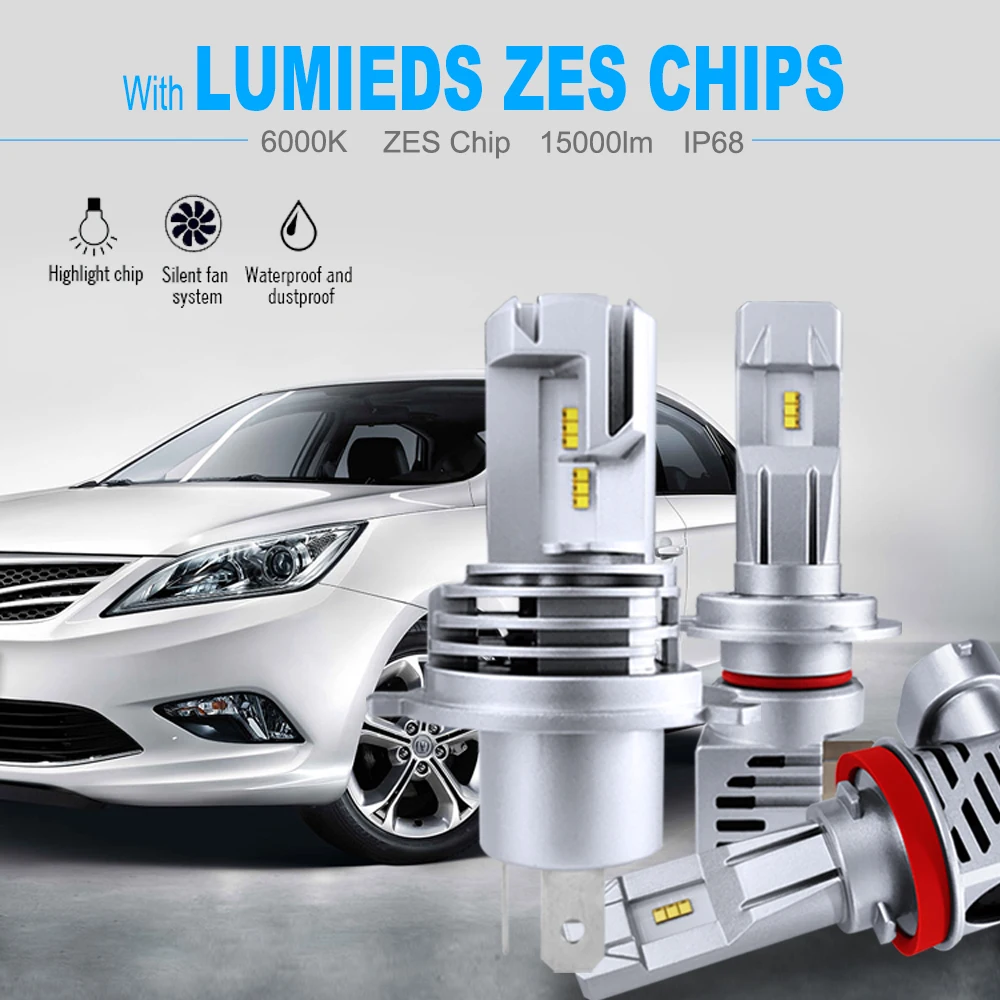 2Pcs Super Bright LUXEON ZES AUTO LED Headlight H4 HB3 9005 H7 H11 H8 H9 Led Bulb Car Light 110W 16000LM 6000K Auto Led Lamp 12v