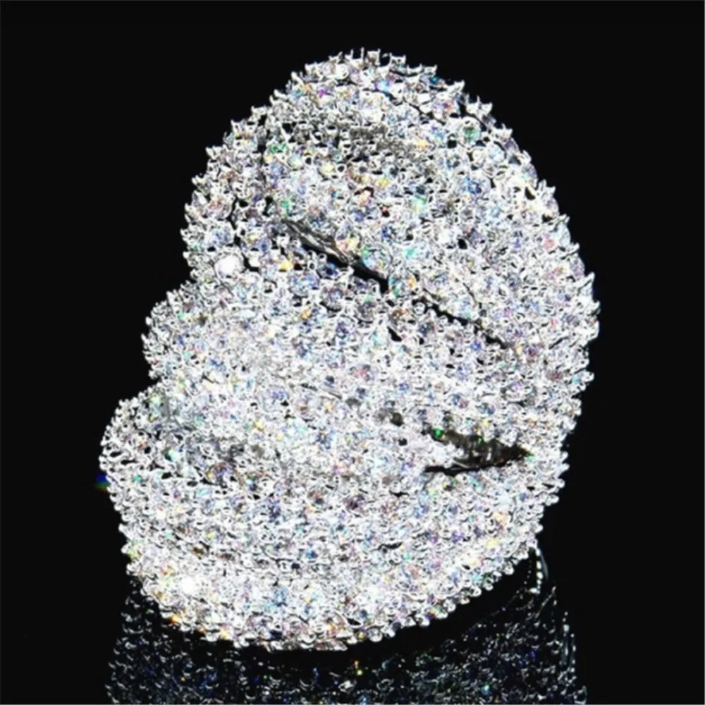 Luxury Jewelry Multilayer Zircon Charm Ladies Ring Popular Accessories Engagement Wedding Ring Lover Gift