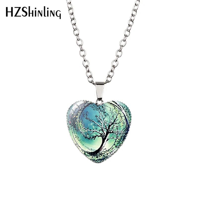 2016 New Divergent Heart Necklace Divergent Tree Pendant Jewelry Women Heart Necklace Art Glass Necklace HZ3