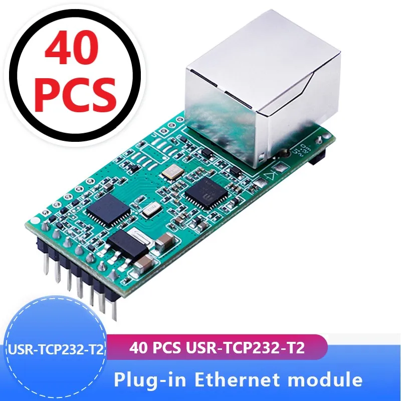 

40PCS USR-TCP232-T2 Tiny Serial Ethernet Converter Module Serial UART TTL to Ethernet TCPIP Module Support DHCP and DNS