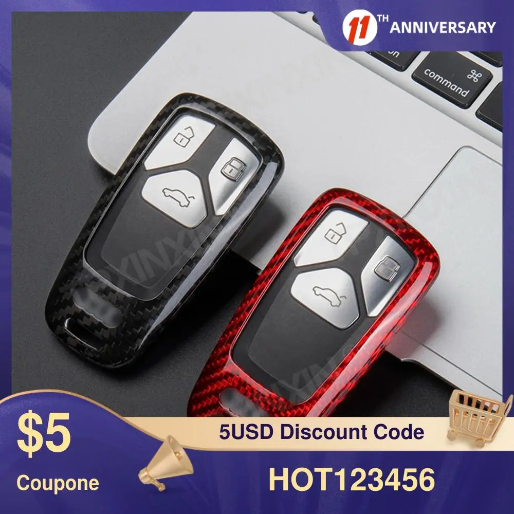 

Carbon Fiber TPU Car Key Cover Case Protective Shell For AUDI A4/A4L/A5/TT 2014 2015 2017 Car Styling Accessories