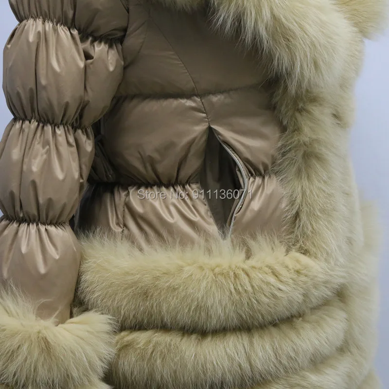 Custom Free Shipping Woman And Children Puffer Jacket 4 Rows With Detached Hood Sleeves Real Fur Down Coat