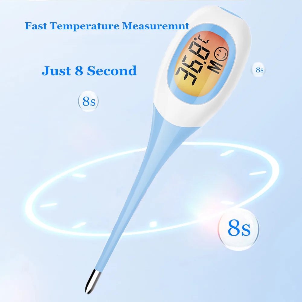 Adult Baby Kids Safe Non-Mercury LCD Digital Thermometer Non-Infrared Contact Thermometer Oral Armpit 8 Second Fast Measurement