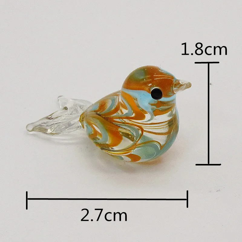 Custom Handmade Mini Thumb Size Design Glass Bird Figurine Easter Colorful Lovely Animal Ornaments Home Garden Decor Accessories