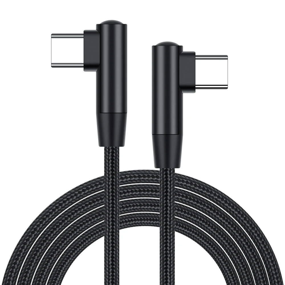 Trenza 0,25/0,5/1/2/3 m 3A cargador rápido 90 grados USB tipo C a USB C Cable PD para iPhone 15 16 Samsung Xiaomi Macbook