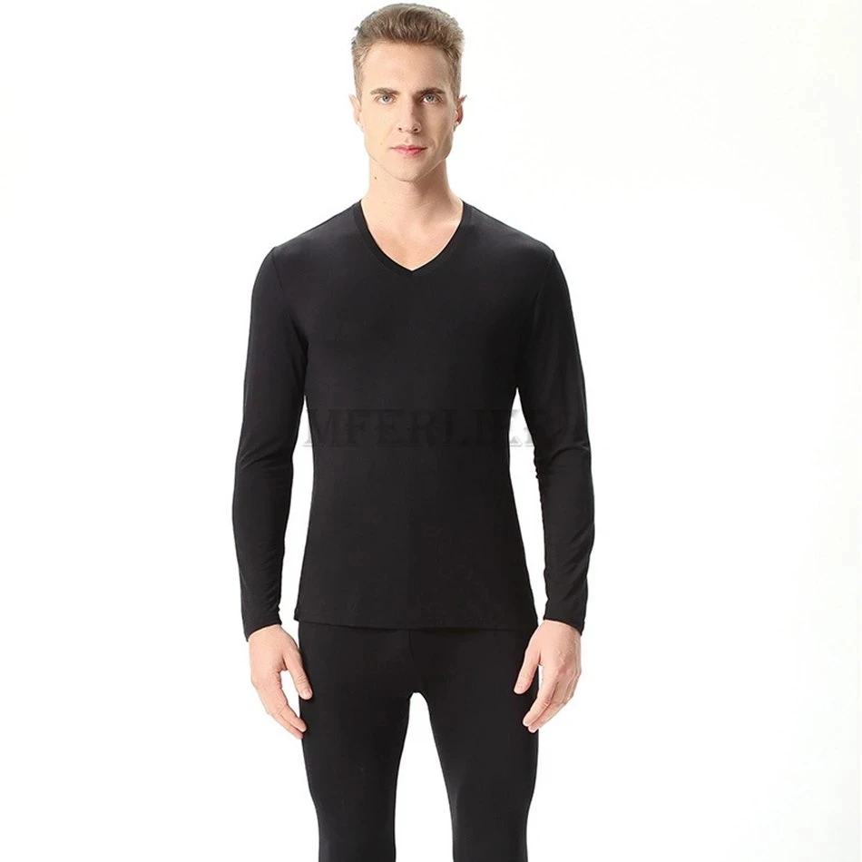 

autumn Winter spring Mens cotton Thermal Underwear v-neck Tops Large Size 9XL Long Sleeve tshirt Soft Underwear elasticity tees