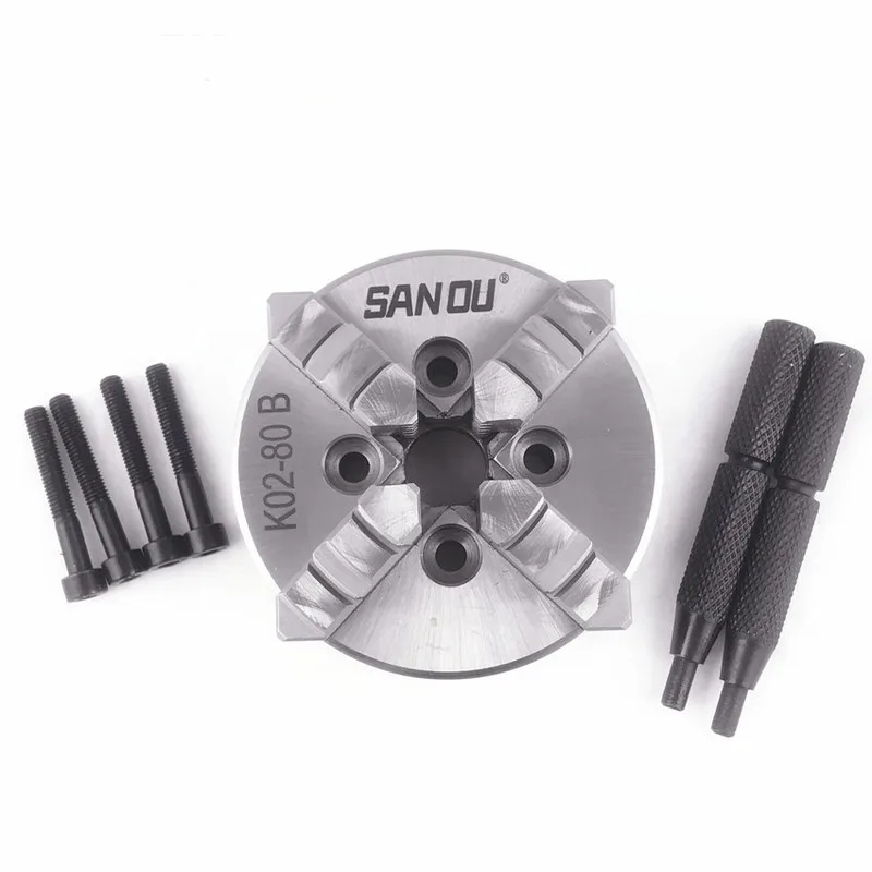 SANOU Chuck K02-80B  80mm 3 Inch Lathe Chuck four Jaw mini Self-Centering for CNC Wood Lathe Buddha Beads