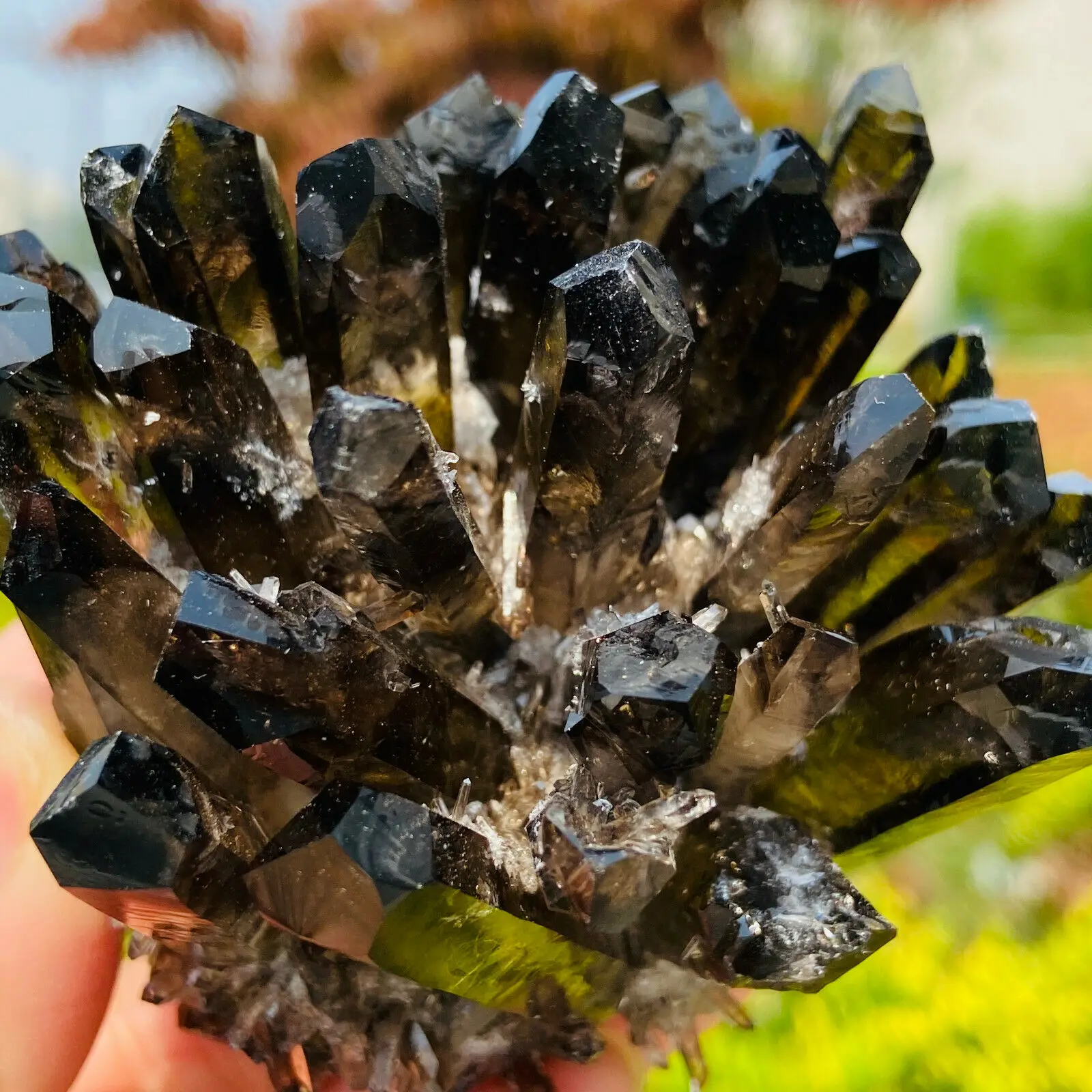 350-800g Rare Beatiful natural tea color Tibetan Ghost phantom Quartz Crystal Cluster Specimen