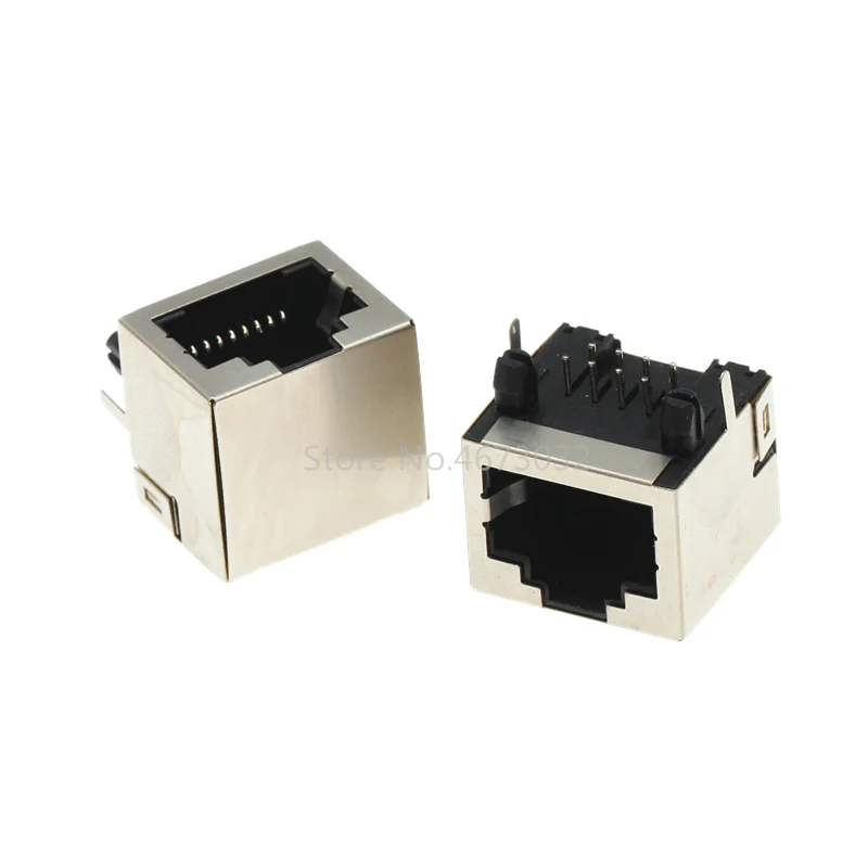 10PCS/LOT Per Lot RJ45 Metal 8 Pin Female PCB Right Angle Board Jack Connector 8P8C
