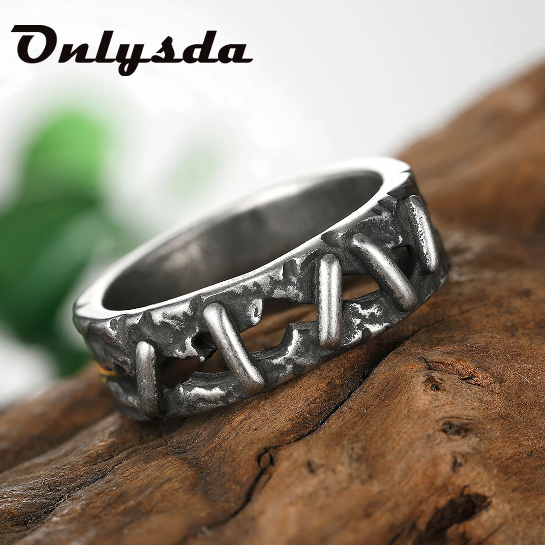 كول الاشياء العتيقة Vintage 316L الفولاذ المقاوم للصدأ حلقة فرانكنشتاين اللحم القلق خاتم الزفاف الفرقة خواتم الرجال السائق مجوهرات هدية #3