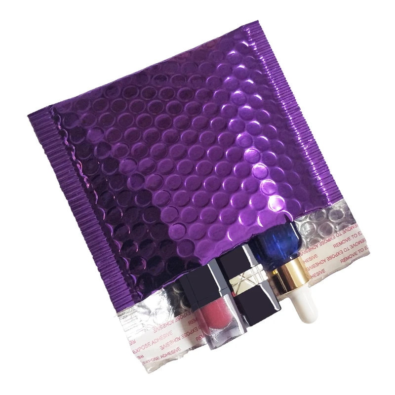 10PCS Purple Metallic Bubble Mailer Foil Bubble Bags Aluminized Postal Bags Wedding bag Gift Packaging Padded Shipping Envelopes