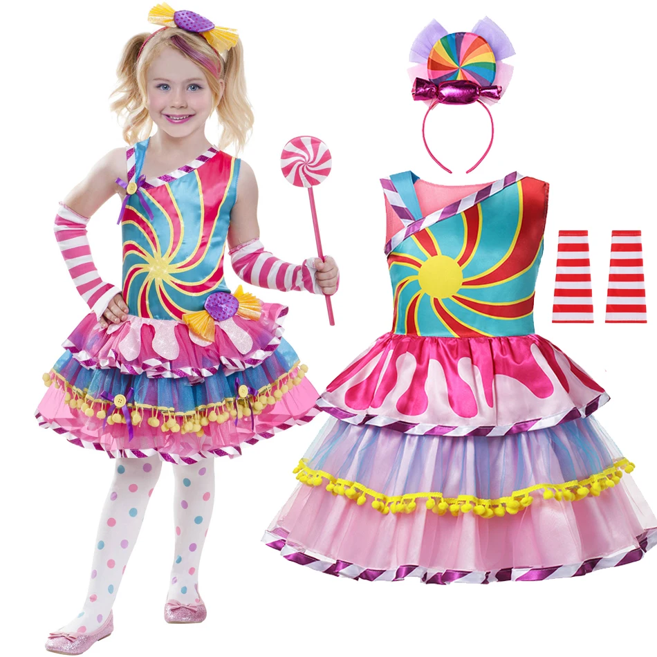 

2024 Prium Princess Candy Dress Princess Girl Lollipop Party Clothing Kids Cosplay Fancy POP Floral Costume Spring Summer 3-10Y