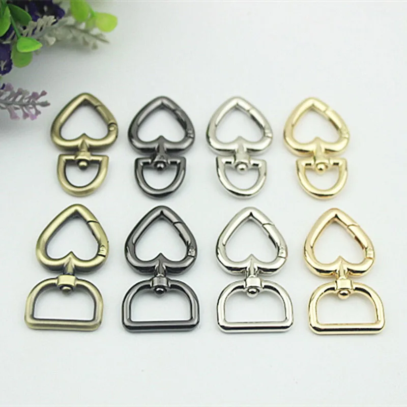 

30pcs Heart Metal Buckles for Bag Handbag Strap Clasp Keyring Dog Chain Swivel Trigger Clips Snap Hook DIY Leather Craft