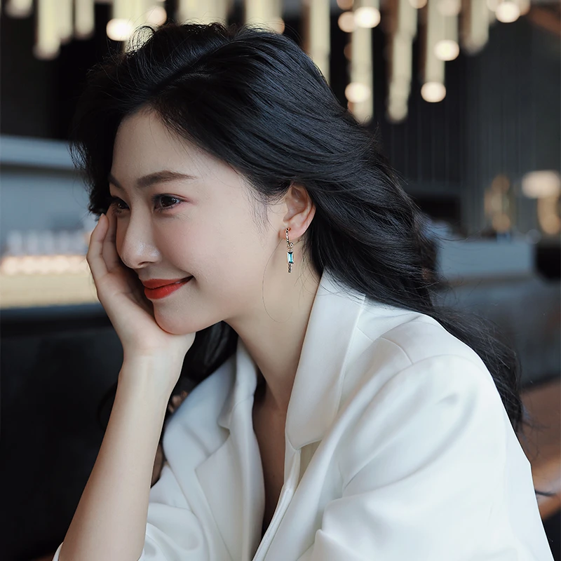 Korea Neue Design Mode Schmuck 14K Reales Gold plating Exquisite Grün Zirkon Ohrringe Elegante Frauen Tägliche Arbeit Zubehör