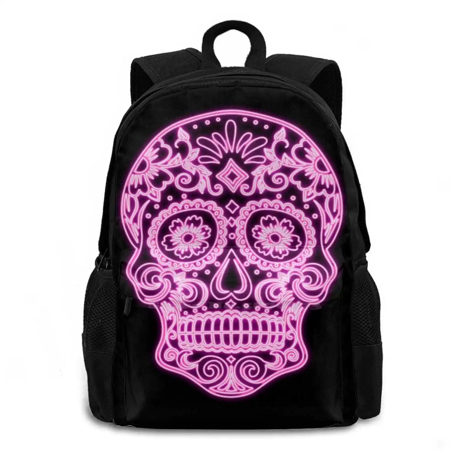 Neon Skull Teen College Student Backpack Pattern Design Bags Lylys Island