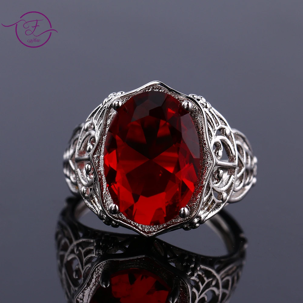 Luksusowe pierścionki ze srebra próby S925 dla kobiet, na imprezę, ślub, zaręczyny, akcesoria, pierścionek z dużym topazem 10x14 mm.