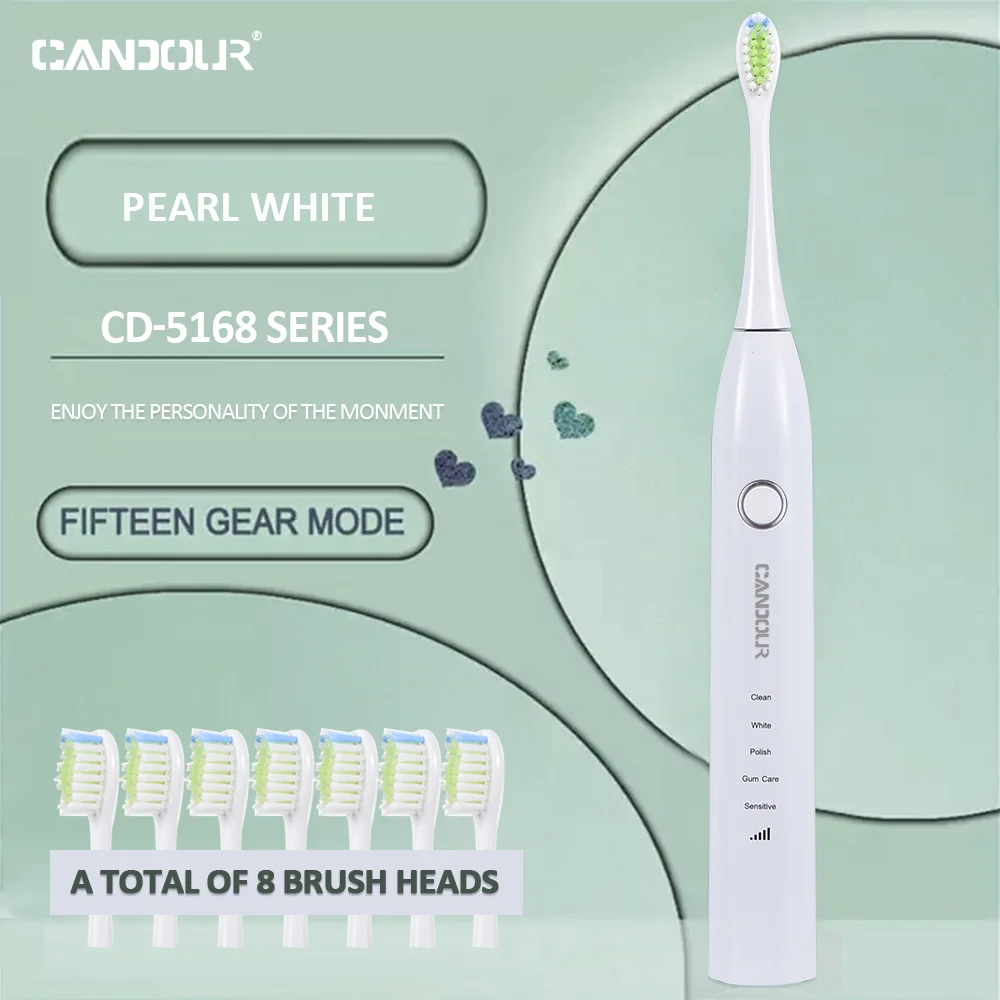 CANDOUR CD-5168 Sonic Electric Toothbrush 15 Mode USB Rechargeable Automatic Toothbrush USB Rechargeable Waterproof Tooth Brush