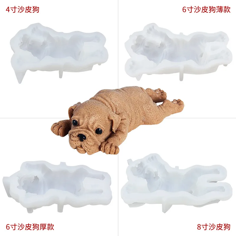 Cute Shar Pei Silicone Mold Mousse Cake 3D Shar Mould Ice Cream Pudding Blast Chilling Tools Fondant Wedding Cake Decoration