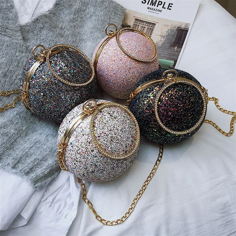 Pochettes de basket-ball en diamant de luxe pour femmes, forme de football, sac à main et sac à main de fête de mariage, sac de soirée en argent doré