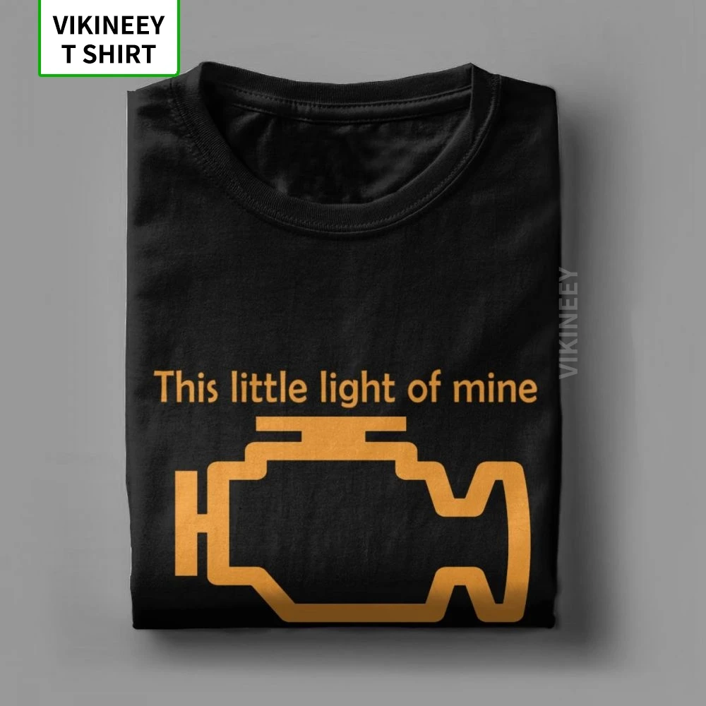 Check Engine Let It Shine Mechanic Men\'s T Shirt Car Fix Engineer Vintage Tees Short Sleeve T-Shirts Cotton Printed Clothes