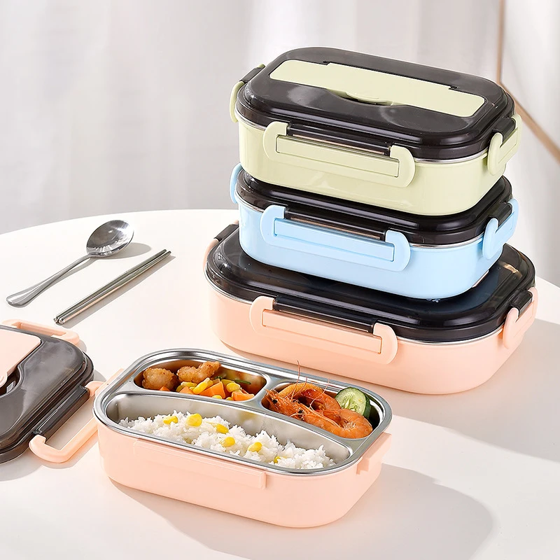 Stainless Steel Bento Box Lunch Tableware Bento Box Insulated Leakproof Food Container Lunch Box Japanese Food Warmer Tableware