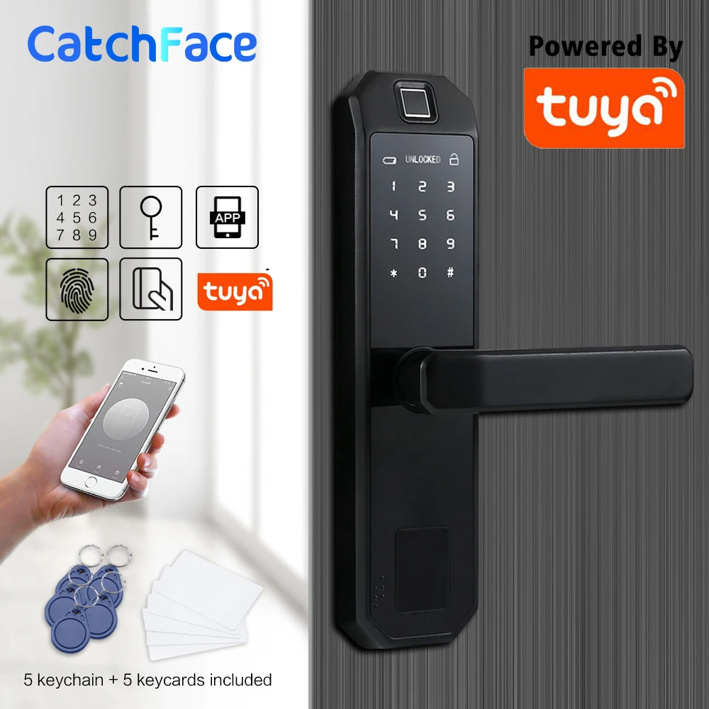 Electronic Bluetooth Fingerprint Door Lock Code,Card, Key Touch Screen Digital Password Lock WIFI Smart Lock with Tuya Smart APP