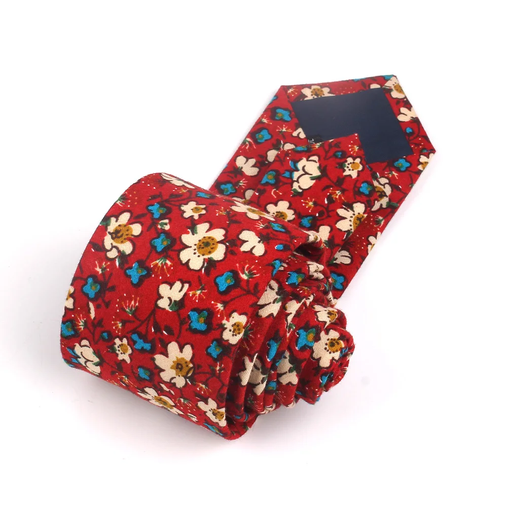 Corbatas florales para hombres, corbata de algodón estampada, corbata delgada para el cuello, corbata delgada para fiesta de boda, 6cm