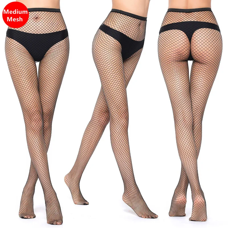 Meias pretas arrastão para mulheres, meias sexy corpo alto, arrastão longo kawaii, meia-calça peixe líquido, meias de malha, lingerie meias, lolita