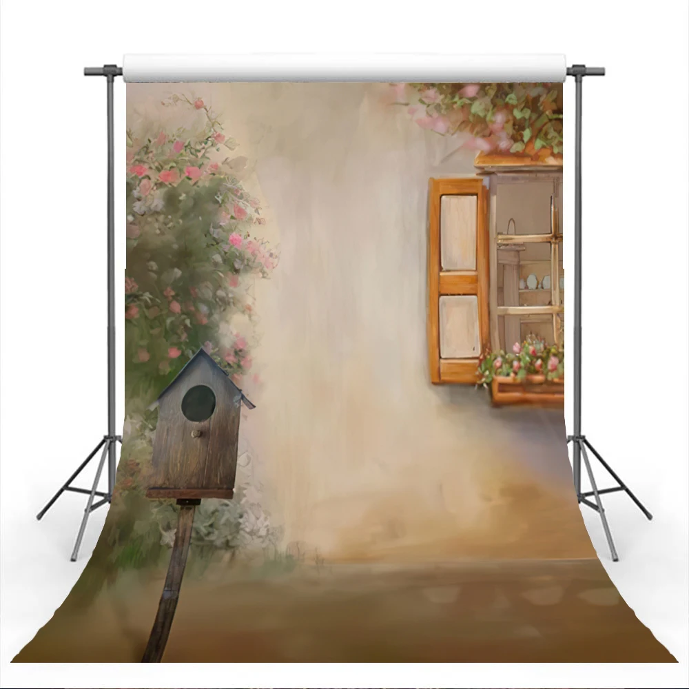 

Hand Painting Spring Garden Wall Flower Backdrop Adult Photography Oil Abstract Background Artistic Window Portrait Photostudio