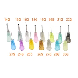 50 stücke Präzision Flüssigkeit Dispenser Spritze Nadeln 14G 16G,18G,19G 20G,21G 22G,23G,24G,25G Gauge Tipps Kleber Abgabe