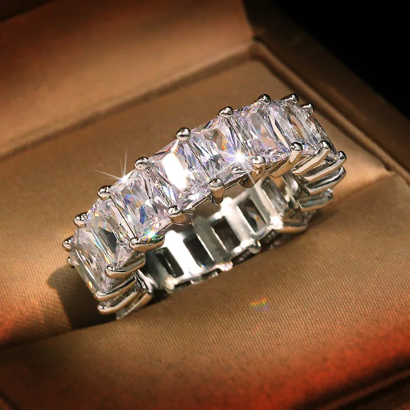 

2021 NEW Luxury Micro Paved Square Cubic Zirconia Promise Love Rings for Women Engagement Wedding Jewelry Hot Sale Drop Ship