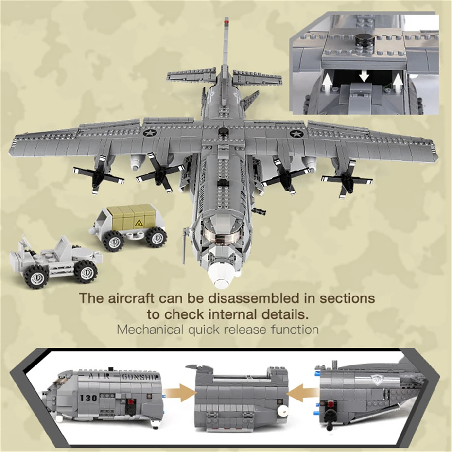 XINGBAO 06023 Military Series 171PCS The AC130 Aerial Gunboat Set Building Blocks Classic Airplane Model Bricks Adults Toys Gift