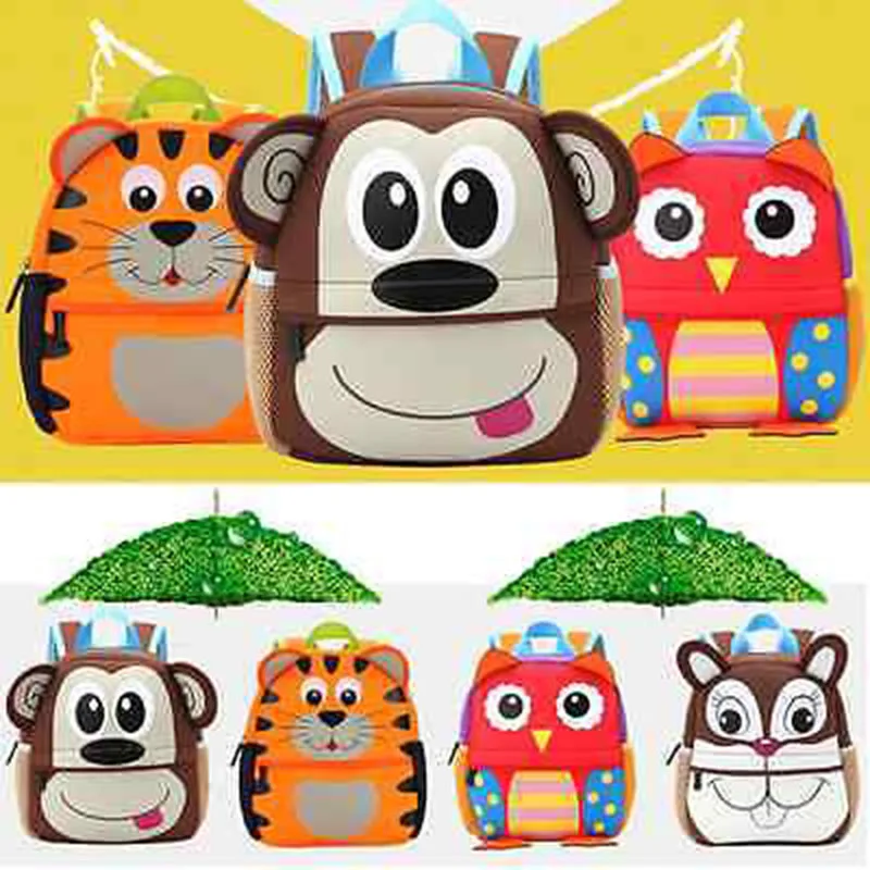 Mochila escolar de animales de dibujos animados 3D para niños pequeños, mochila de hombro, regalo para recién nacidos