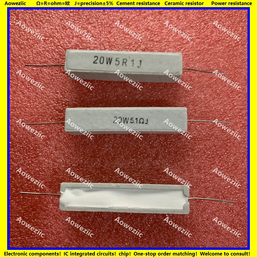 

10Pcs RX27 Horizontal cement resistor 20W 5.1 ohm 20W 5.1R 5.1RJ 20W5R1J Ceramic Resistance precision 5% Power resistance