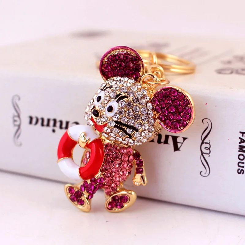 Year of the Rat Gift Cute Zodiac Mouse Car Keychain Animal Metal Pendant Key Ring Pendants